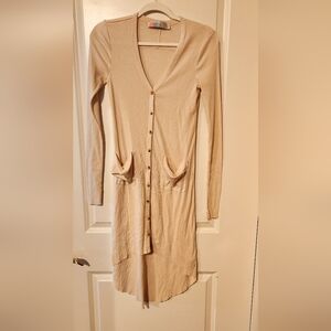 Free People Beach Bonita Ribbed Cream Cardigan Dress Cover Up